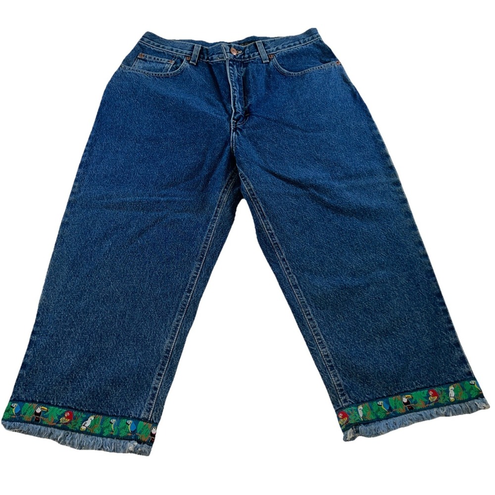 Vintage Cypress Creek Corps Capri Jeans Women's 14 Made in USA Parrots 🦜 Fray